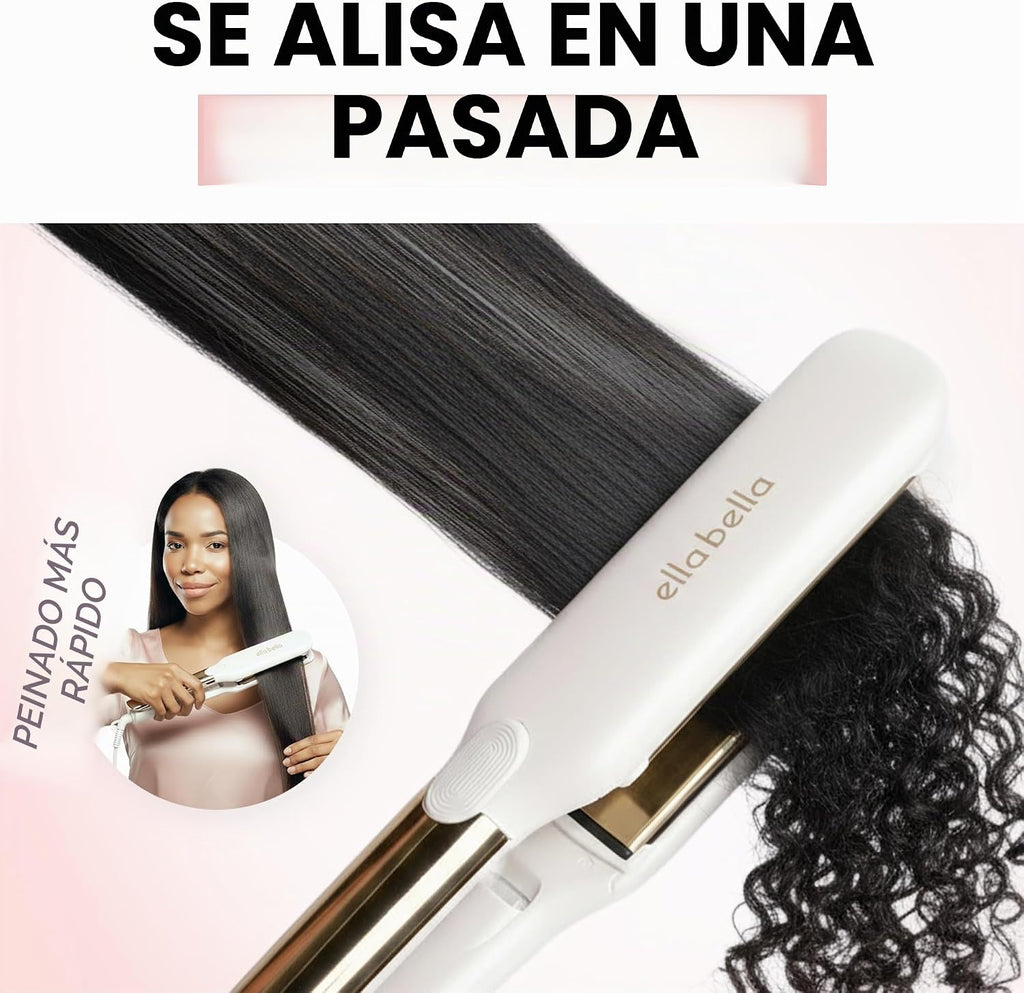 ELLA BELLA® Plancha plana de titanio para alisar el cabello (con in...