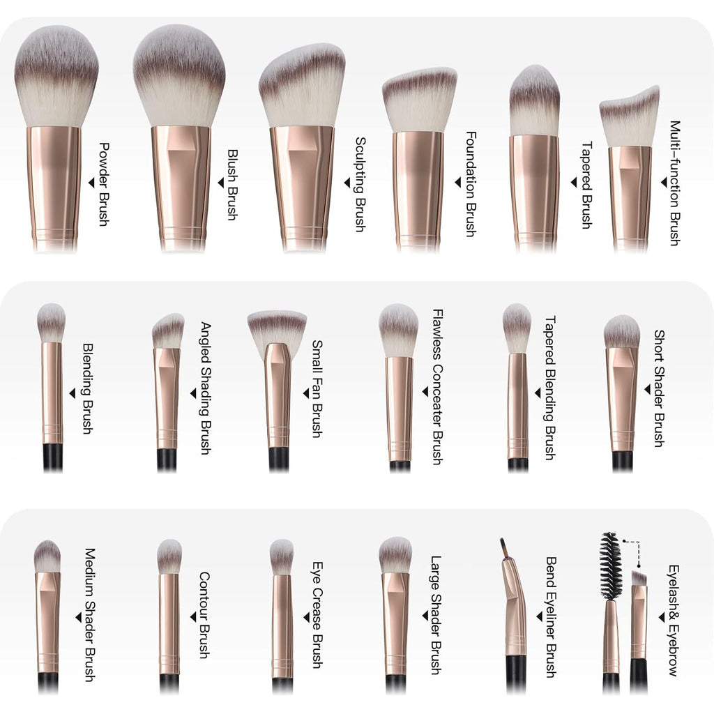 Juego de brochas de maquillaje con estuche, MAANGE Set de 18 piezas...
