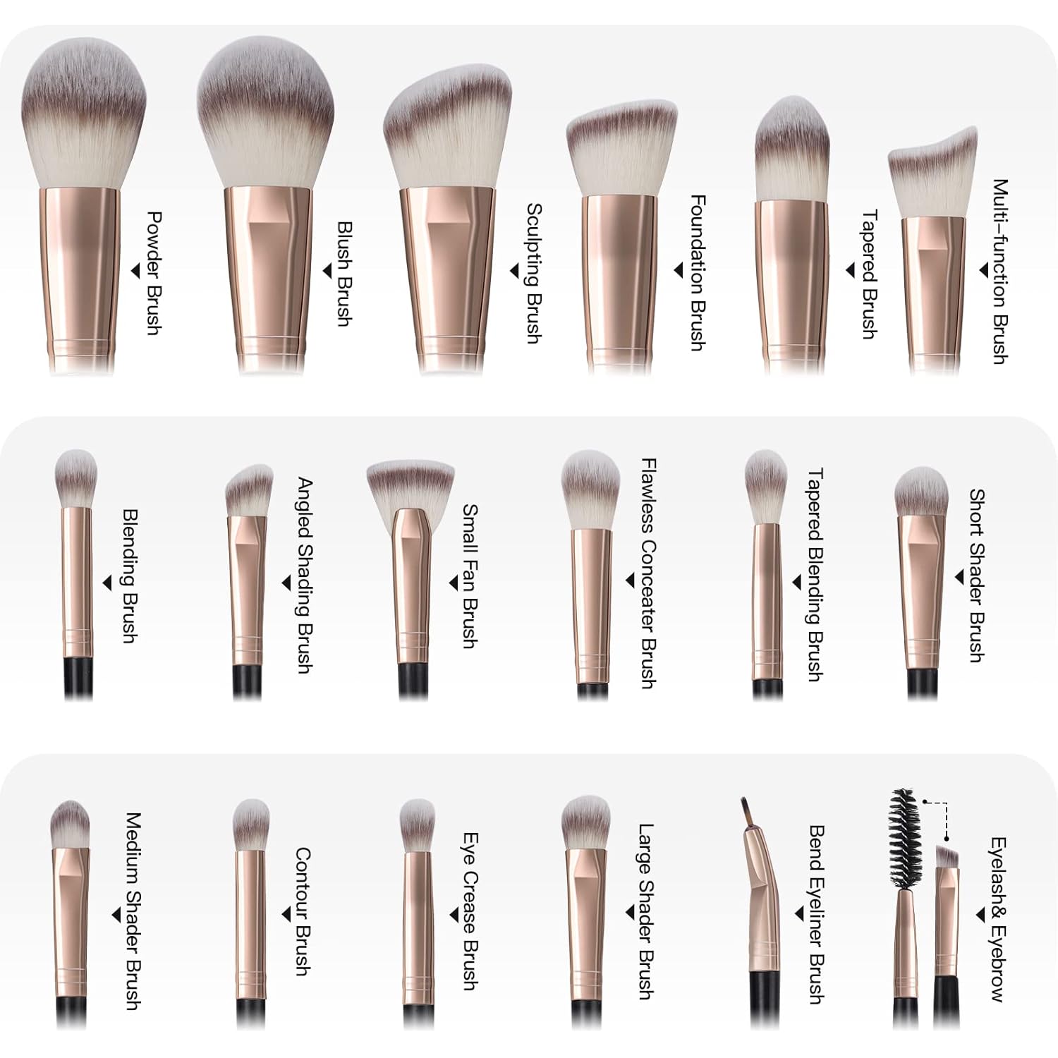 Juego de brochas de maquillaje con estuche, MAANGE Set de 18 piezas...
