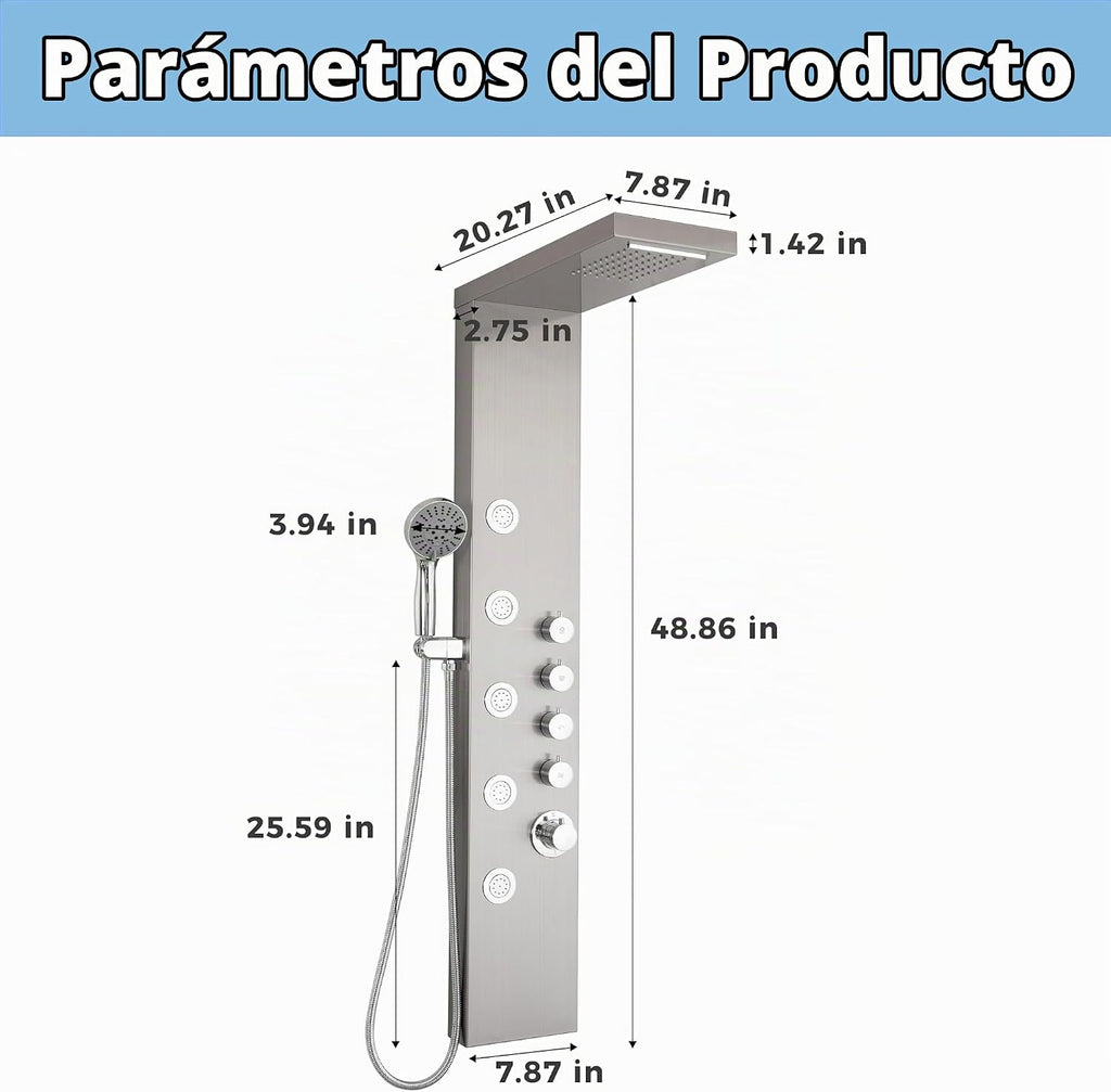 DELAVIN Torre de ducha del acero inoxidable, torre multi del panel...