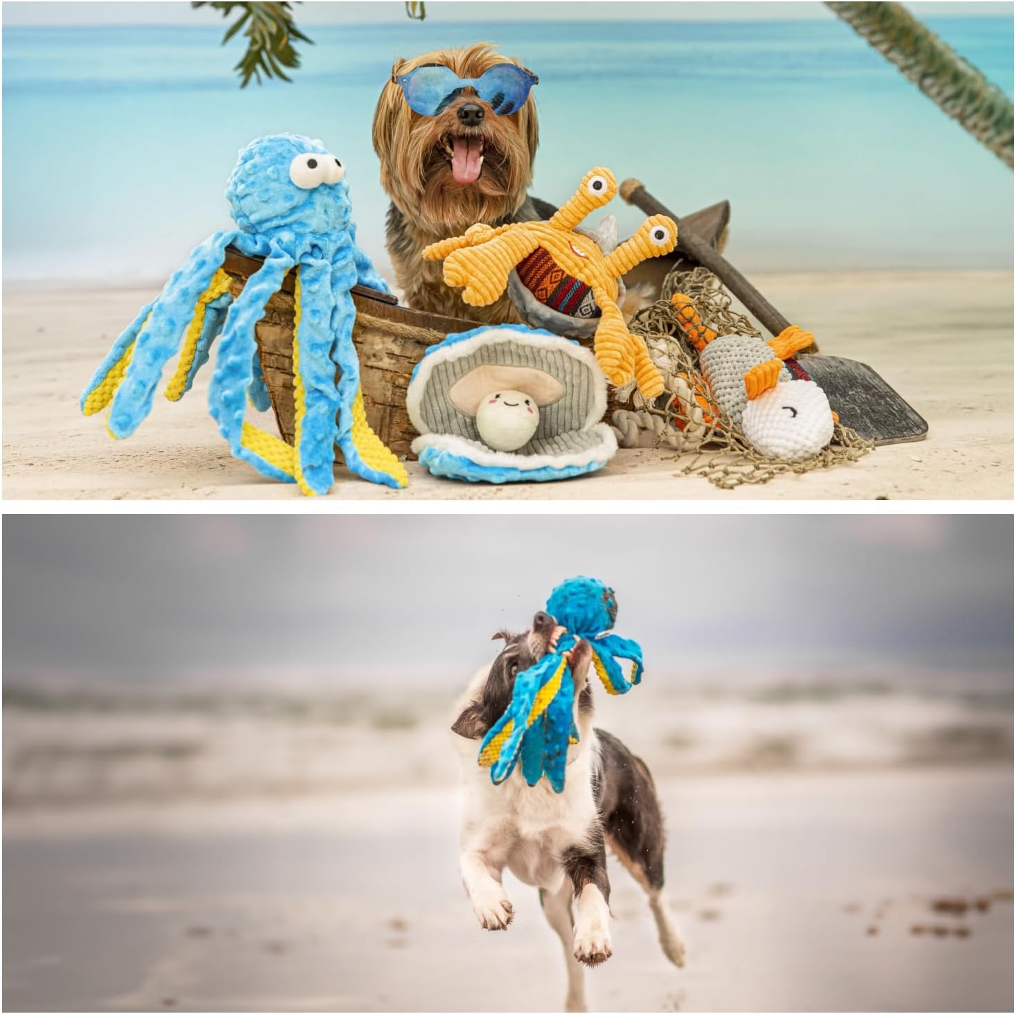 Nocciola Octopu - Juguetes para perros chirriantes arrugados para m...