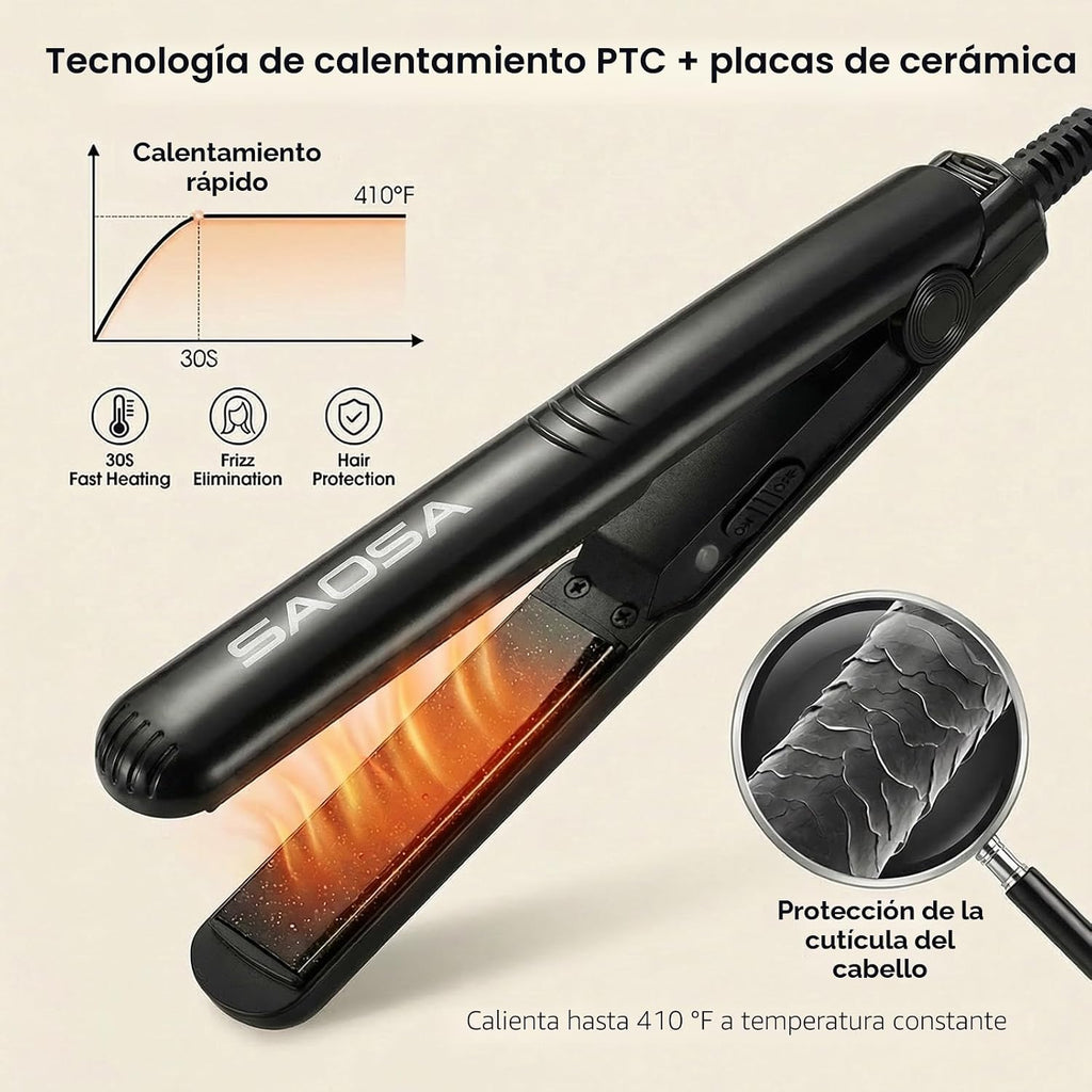 SAOSA Mini plancha plana, plancha de pelo pequeña de cerámica de 0....