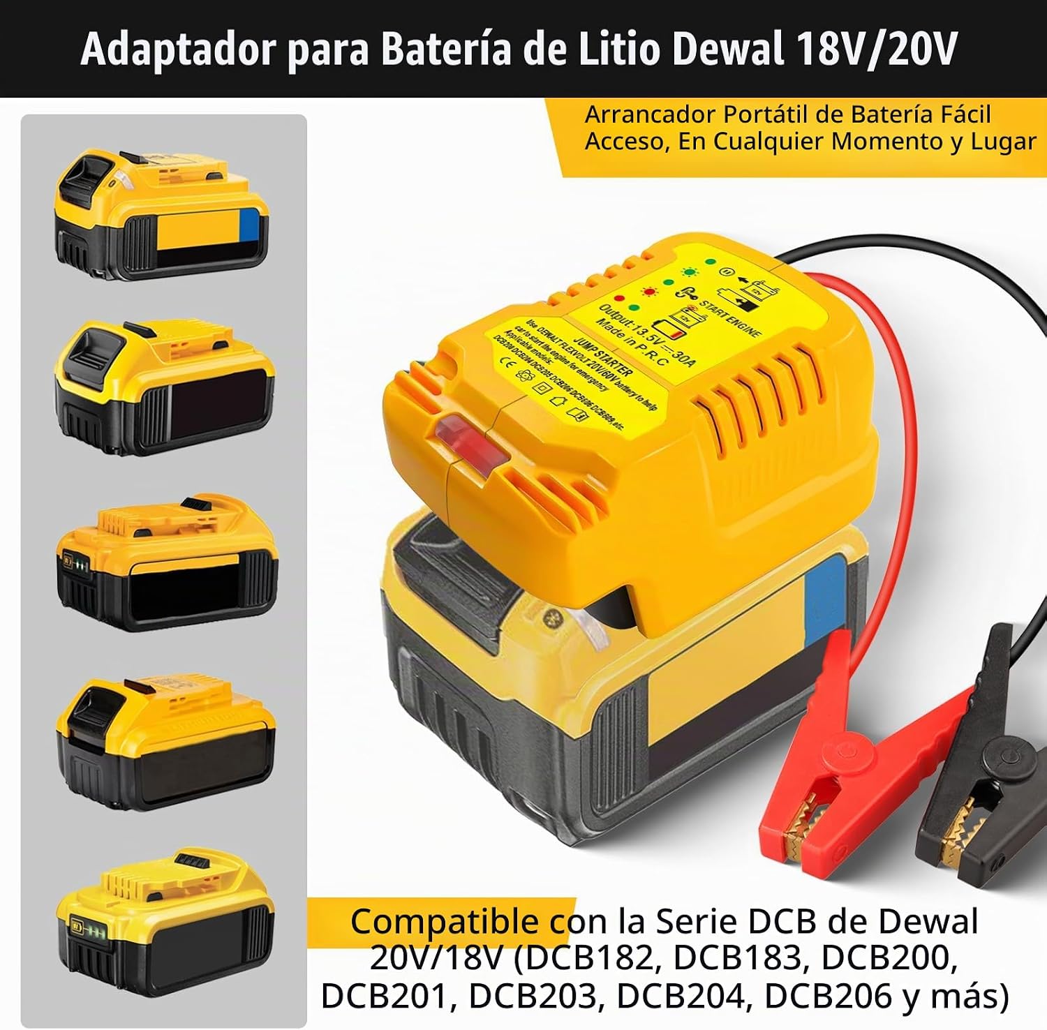 JJXNDO Adaptador de Arrancador Auxiliar para Batería Li-ion de 20V\...