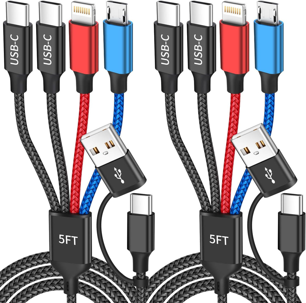 Cable de carga múltiple 4 en 2 puertos tipo C, cables de carga USBA...