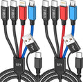 Cable de carga múltiple 4 en 2 puertos tipo C, cables de carga USBA...