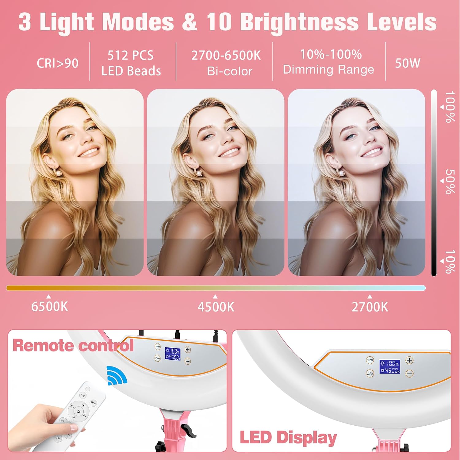 Kit de Luz de Anillo con Soporte de 22 Pulgadas: Luz de Anillo Prof...