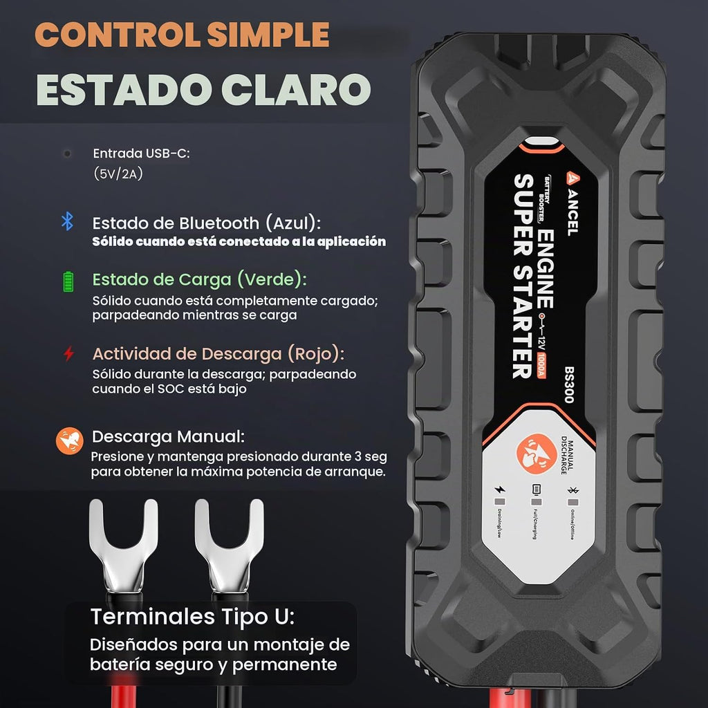 ANCEL BS300 Super Starter, arrancador de salto conectado permanente...