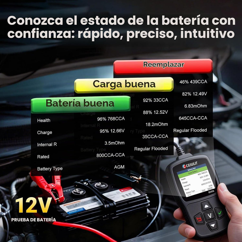 Probador de batería de automóvil 12V\/24V 20-2000CCA Probador de ca...
