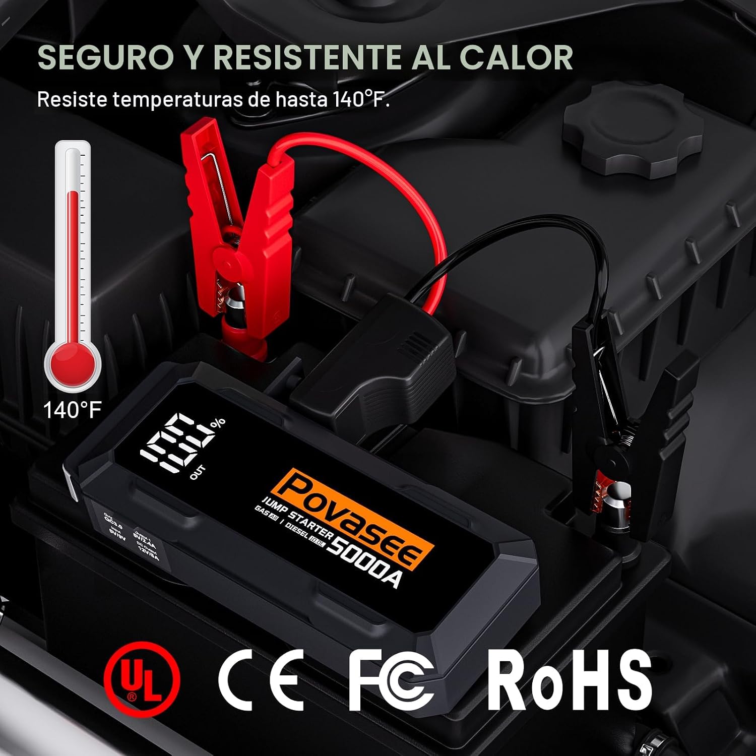 Arrancador de batería de coche Povasee A40 de 5000 A, caja de salto...