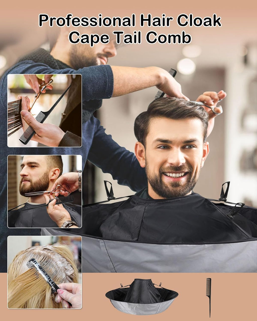 Capa de corte de pelo Lictin Negra - Capa de corte de pelo con para...
