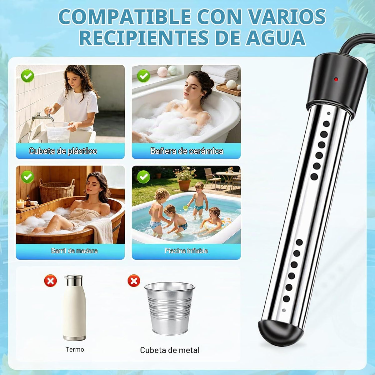 Mieligo Ducha portátil para acampar con calentador, calentamiento r...