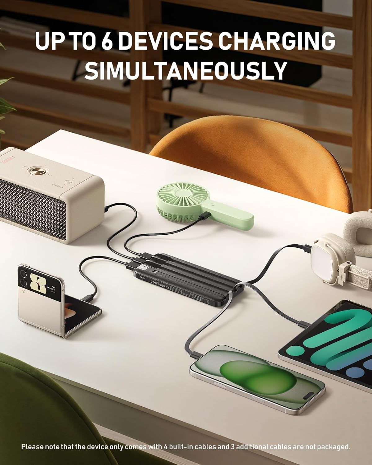 Charmast Cargador portátil con cables incorporados, batería externa...