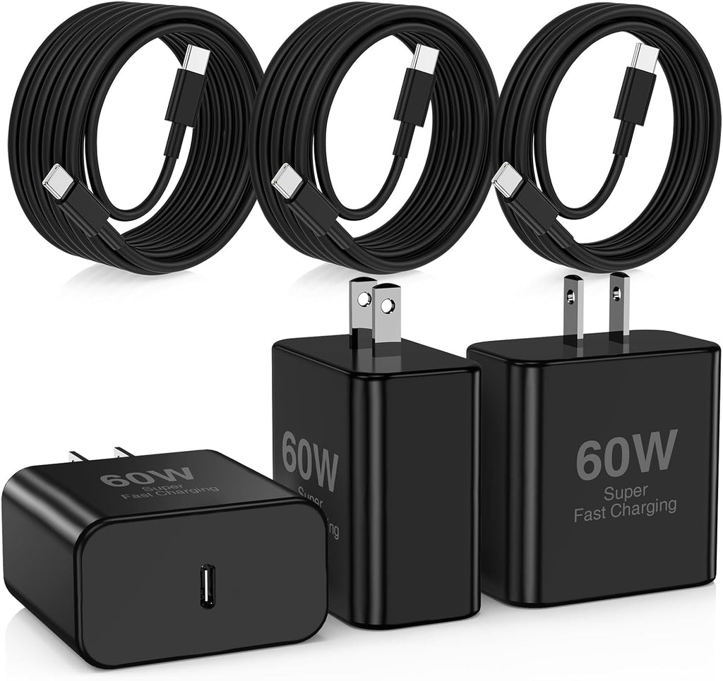 Hzevn Bloque de cargador de pared rápida USB C de 60 W para teléfon...