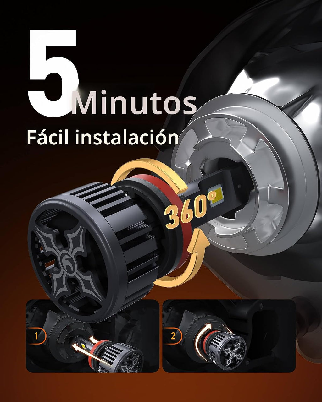 HIKARI WINGS 2026 40000LM Bombillas LED H4 9003 de doble haz, 45W c...