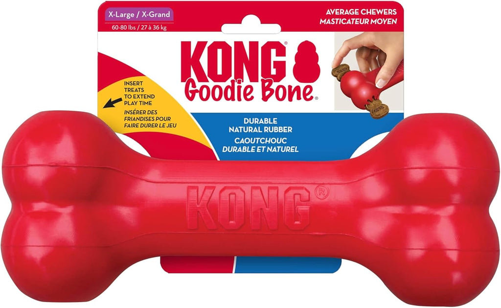KONG Goodie Bone - Hueso de perro clásico de goma natural duradero,...