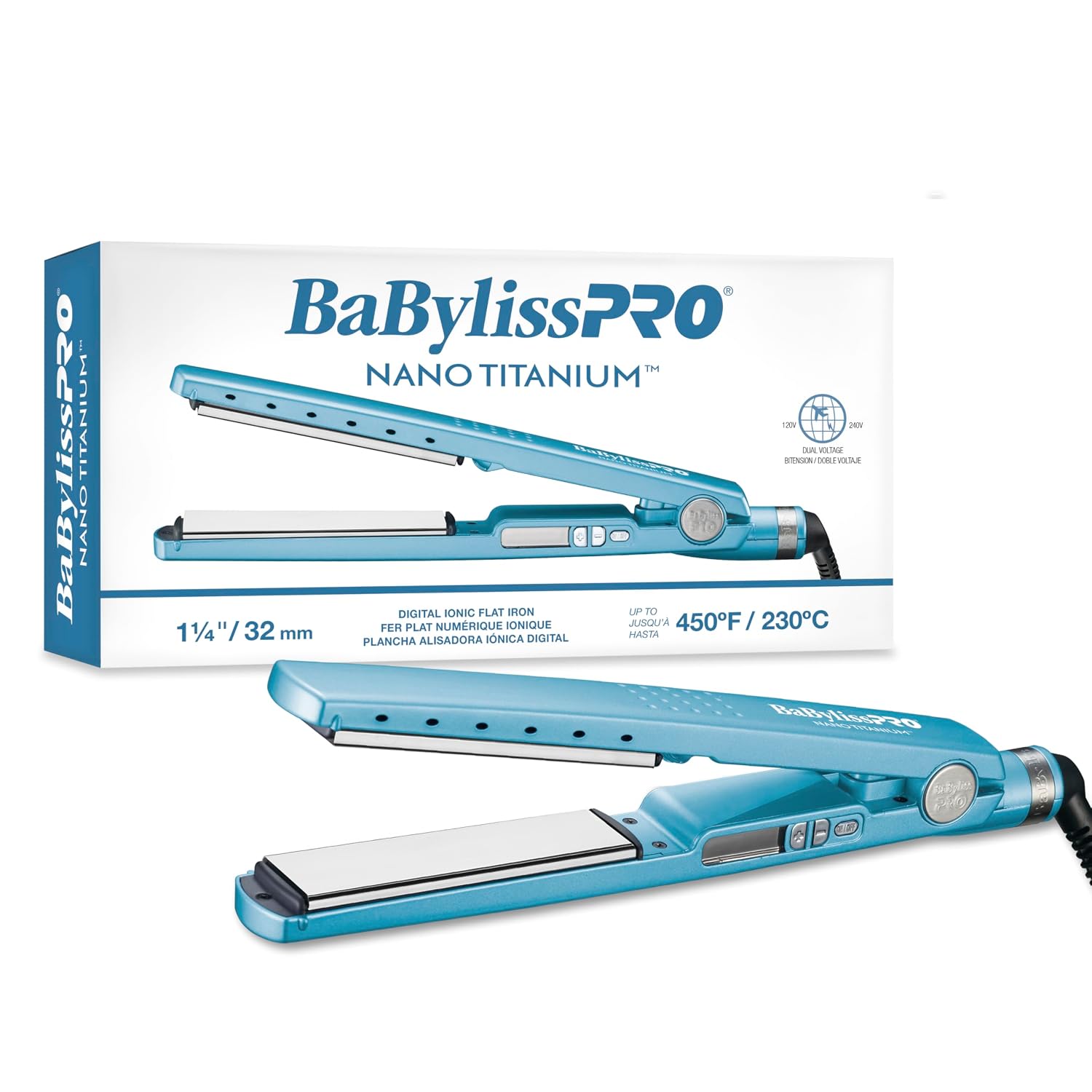 BabylissPRO Nano Titanium Ionic Plancha de pelo, plancha profesiona...