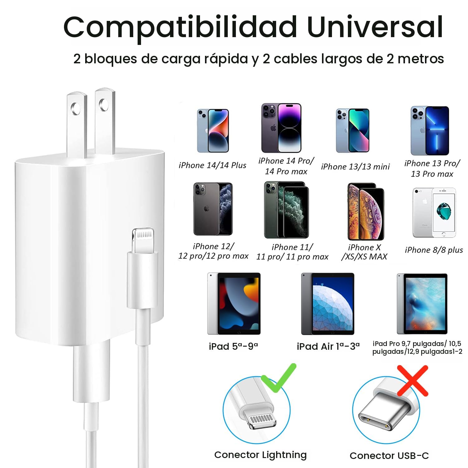 Cargador de iPhone de Carga Rápida, Cargador Rápido de iPhone Paque...