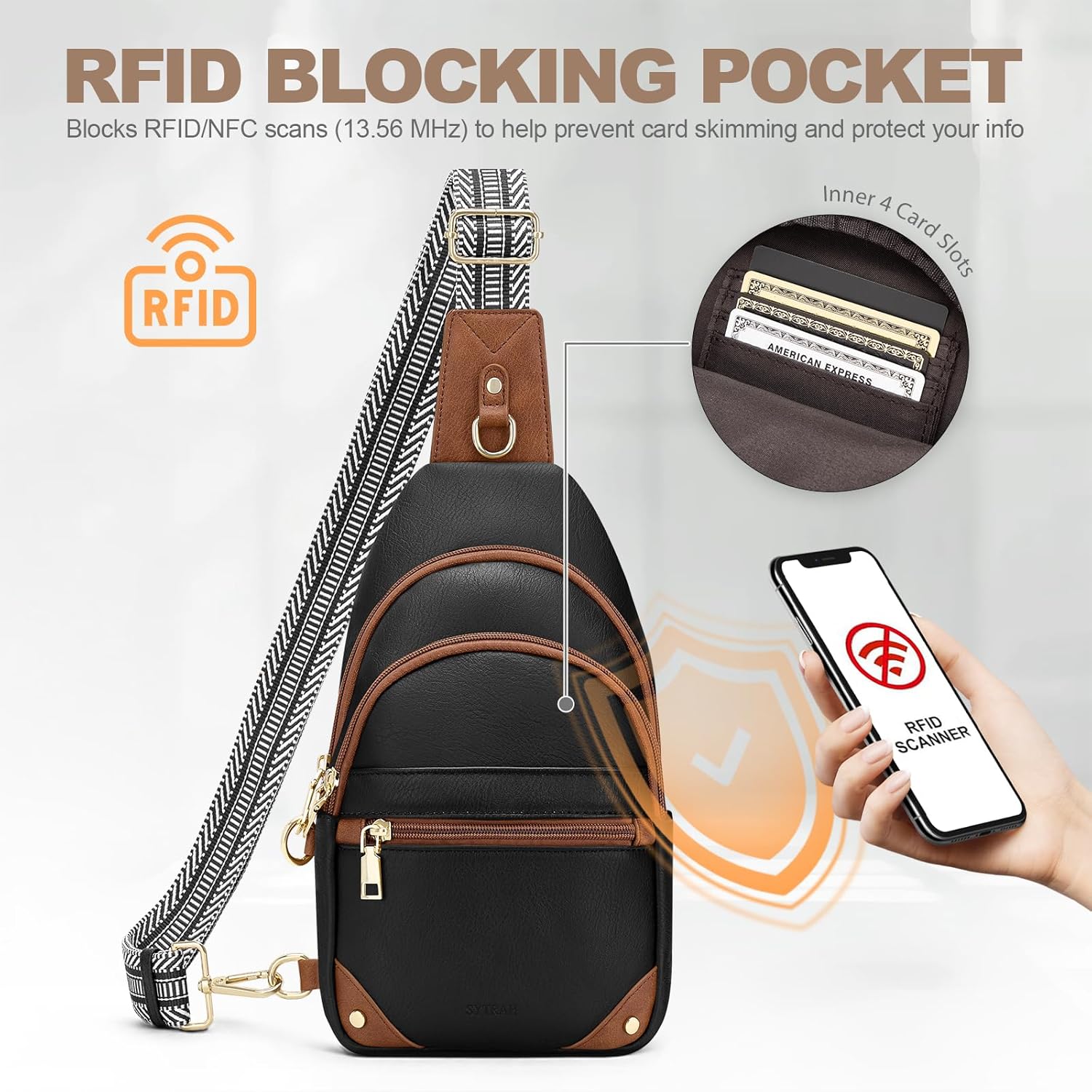 SYTRAH Bolsos de hombro antirrobo para mujer, bolso bandolera RFID...