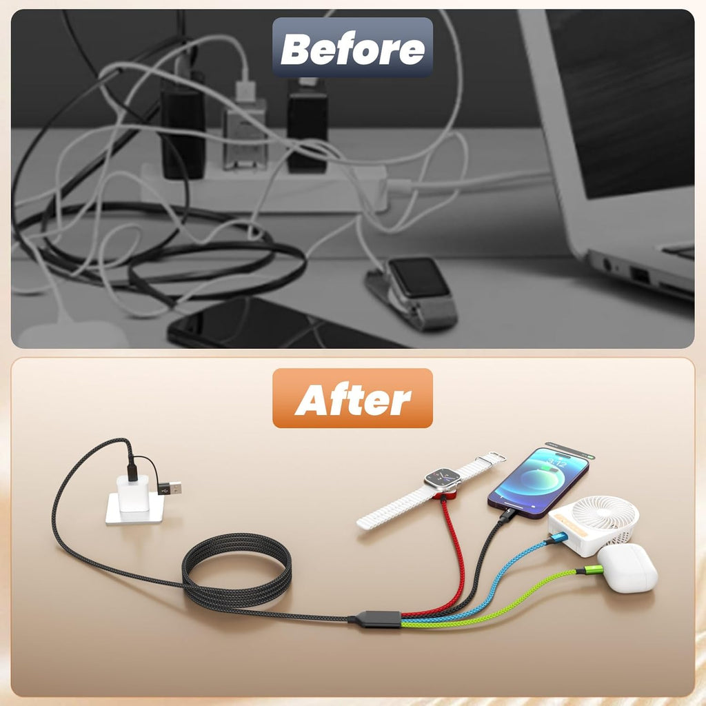 Firsting Dual Type-C Port 4 in 2 Multi Charging Cable for iWatch, T...