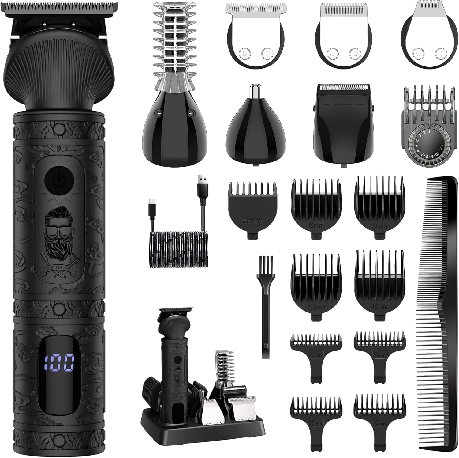 Scttomon Recortadora de barba para hombres, kit profesional de aseo...