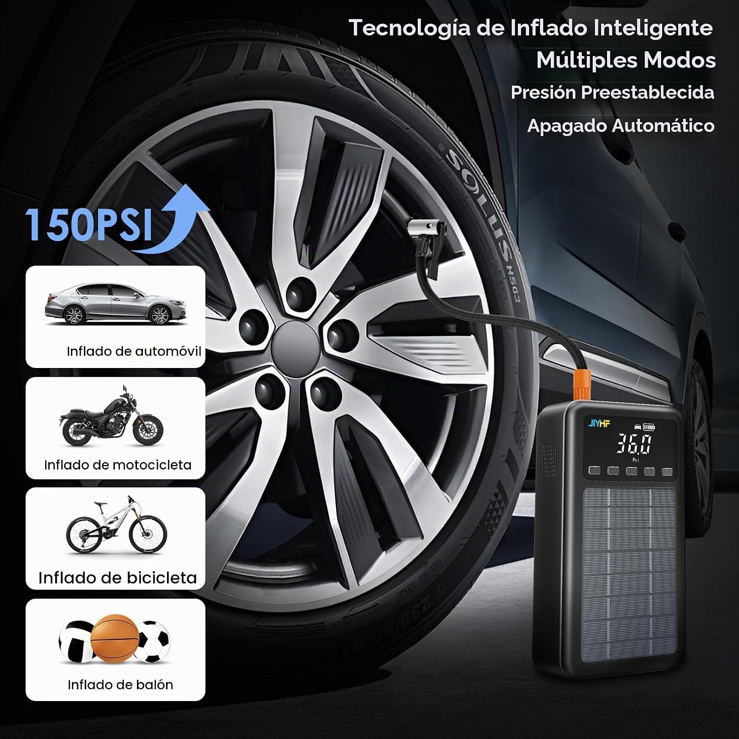 Arrancador solar JIYHF 3000A | Puente de batería de coche de 12 V,...
