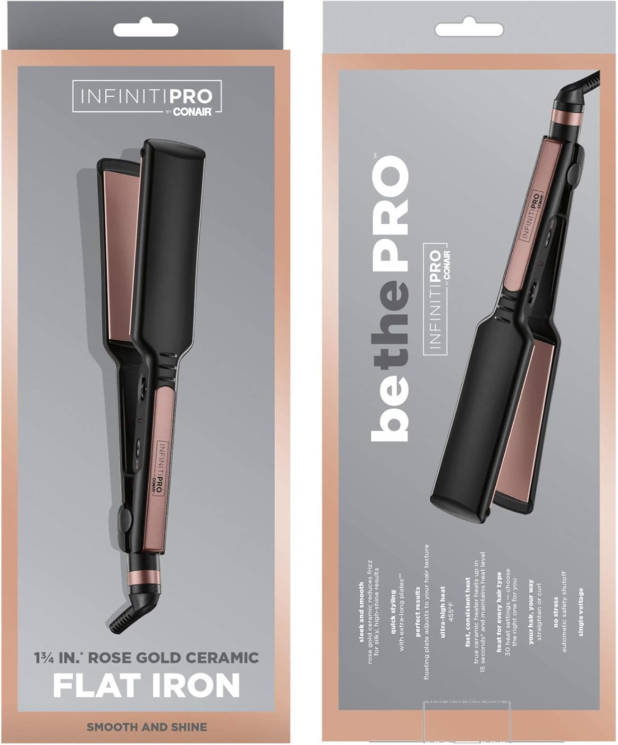 Infiniti PRO CONAIR - Plancha plana de cerámica de oro rosa, planch...