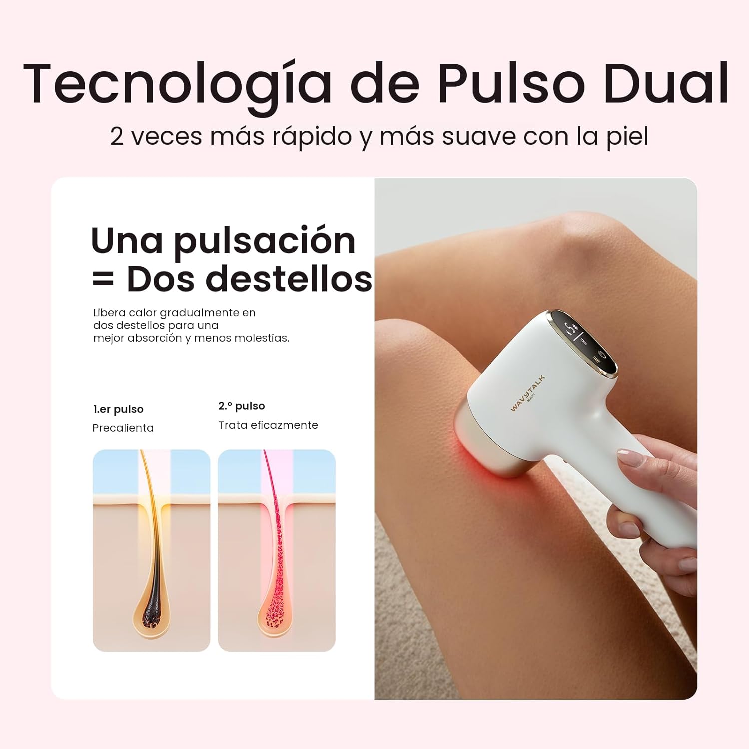 Wavytalk Dispositivo de depilación IPL, Bare It con rodillo de prec...