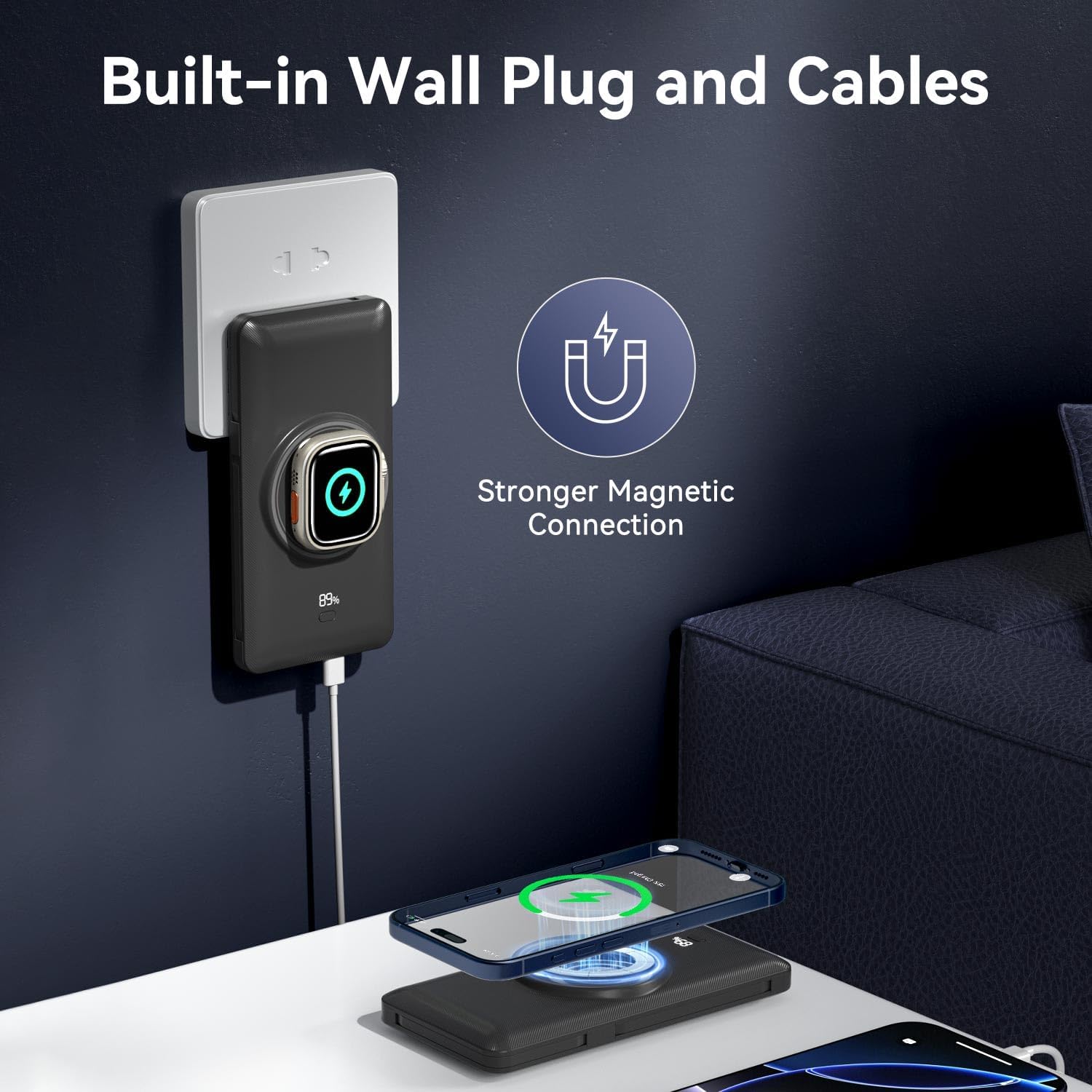 Cargador portátil magnético de 10000mAh para iWatch y iPhone, banco...