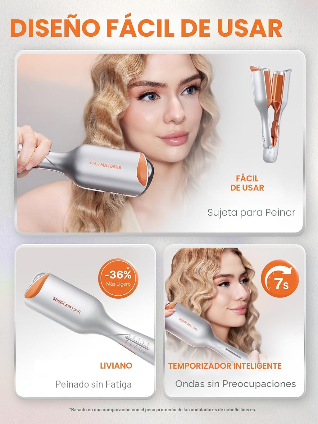 SHEGLAM Hair Beach Babe - Ondulador de pelo de 2 barriles de 1 pulg...