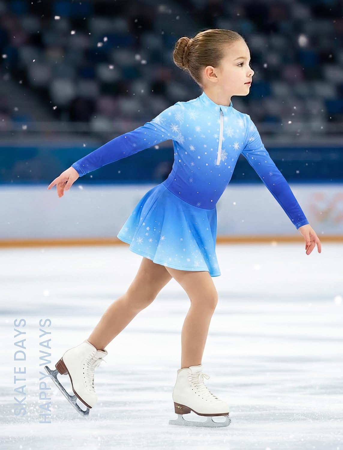 Wenlia Conjunto de vestido de patinaje sobre hielo para niñas, de m...