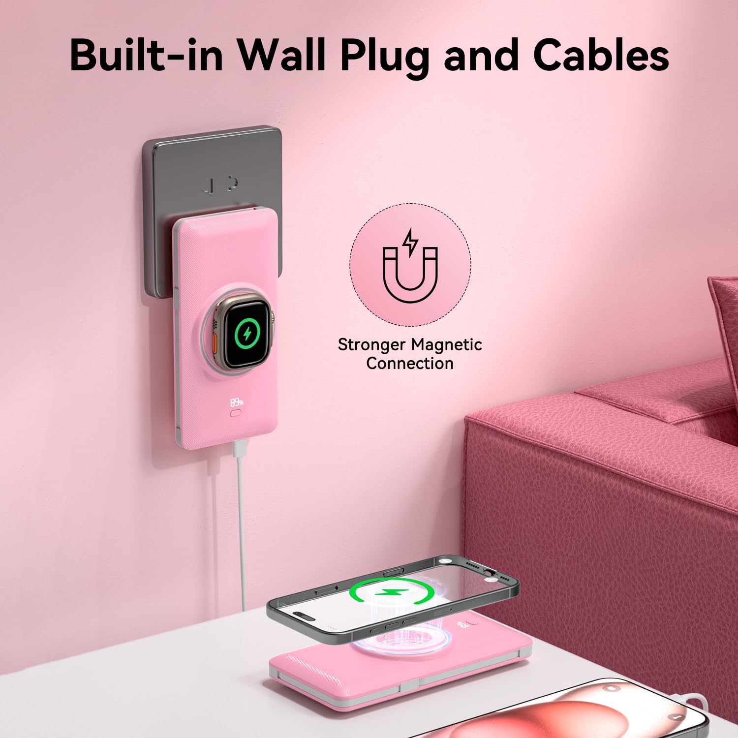 Cargador Portátil Magnético de 10000mAh para iWatch e iPhone, Banco...