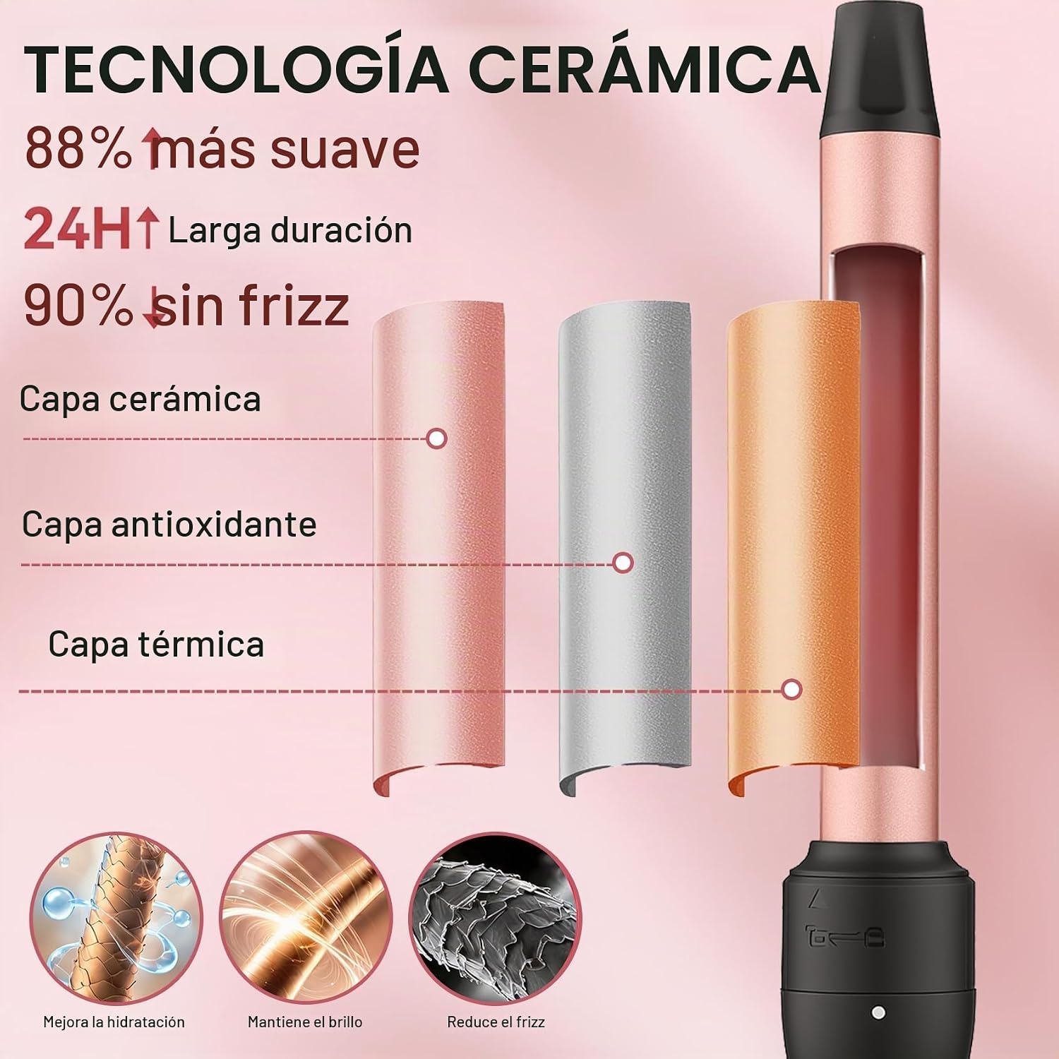 Juego de rizador 3 en 1, juego de rizador de cabello con 3 barriles...