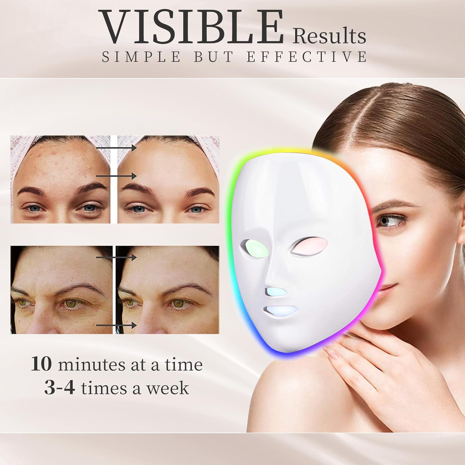 SDKWDH Máscara facial LED terapia de luz, máscara de terapia de luz...