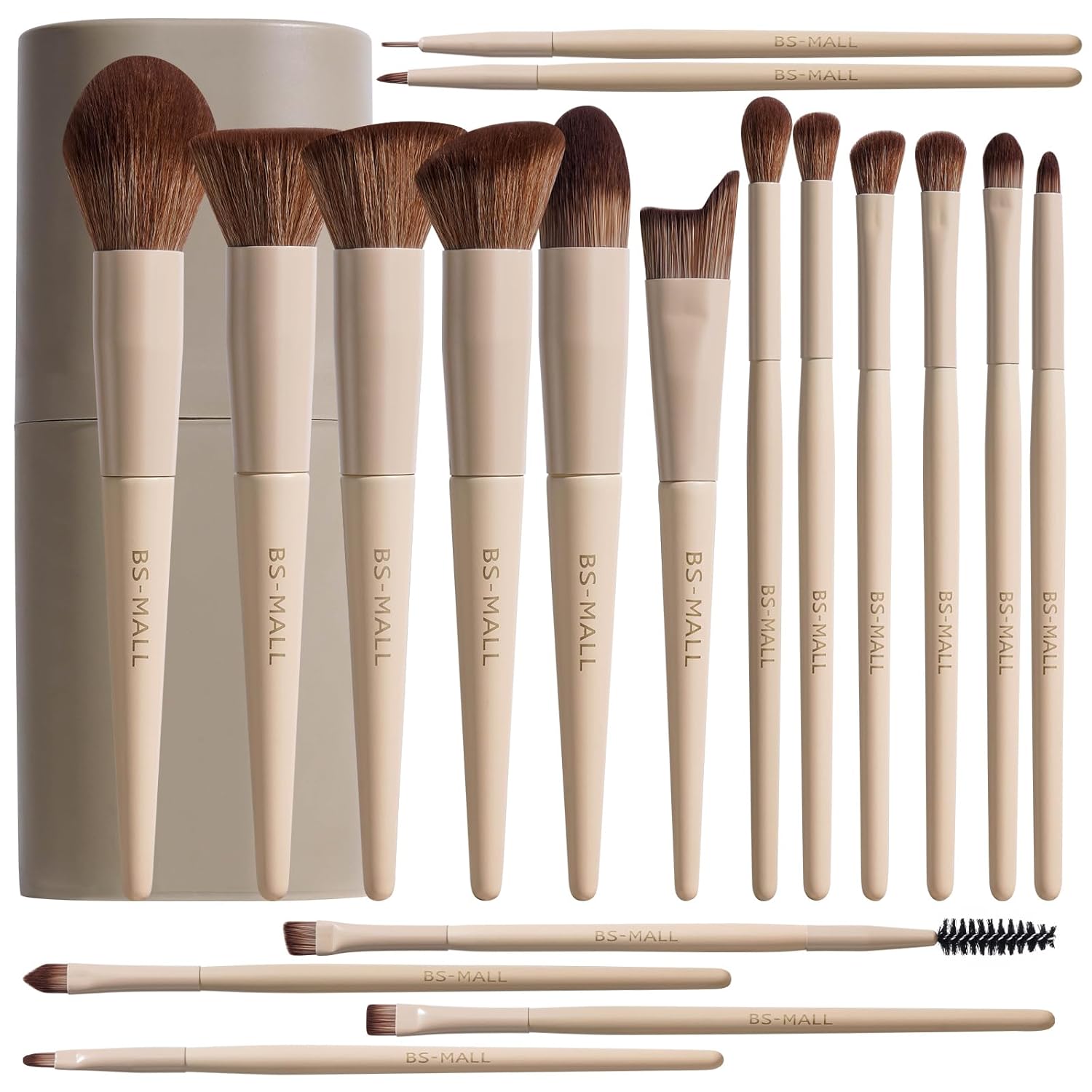 BS-MALL - Juego profesional de 18 brochas de maquillaje con cerdas...