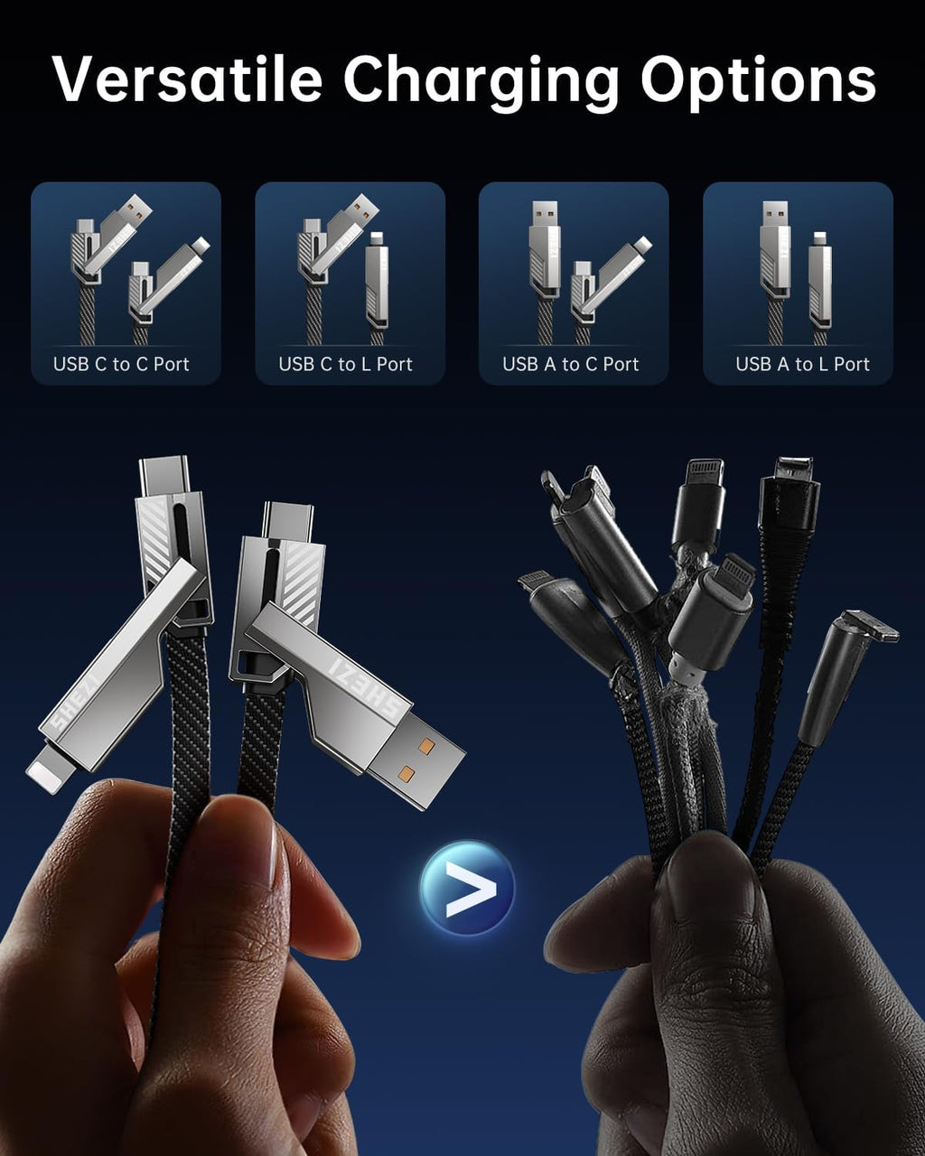 [Uno es suficiente] Compatible con cable USB C a Lightning 4 en 1,...