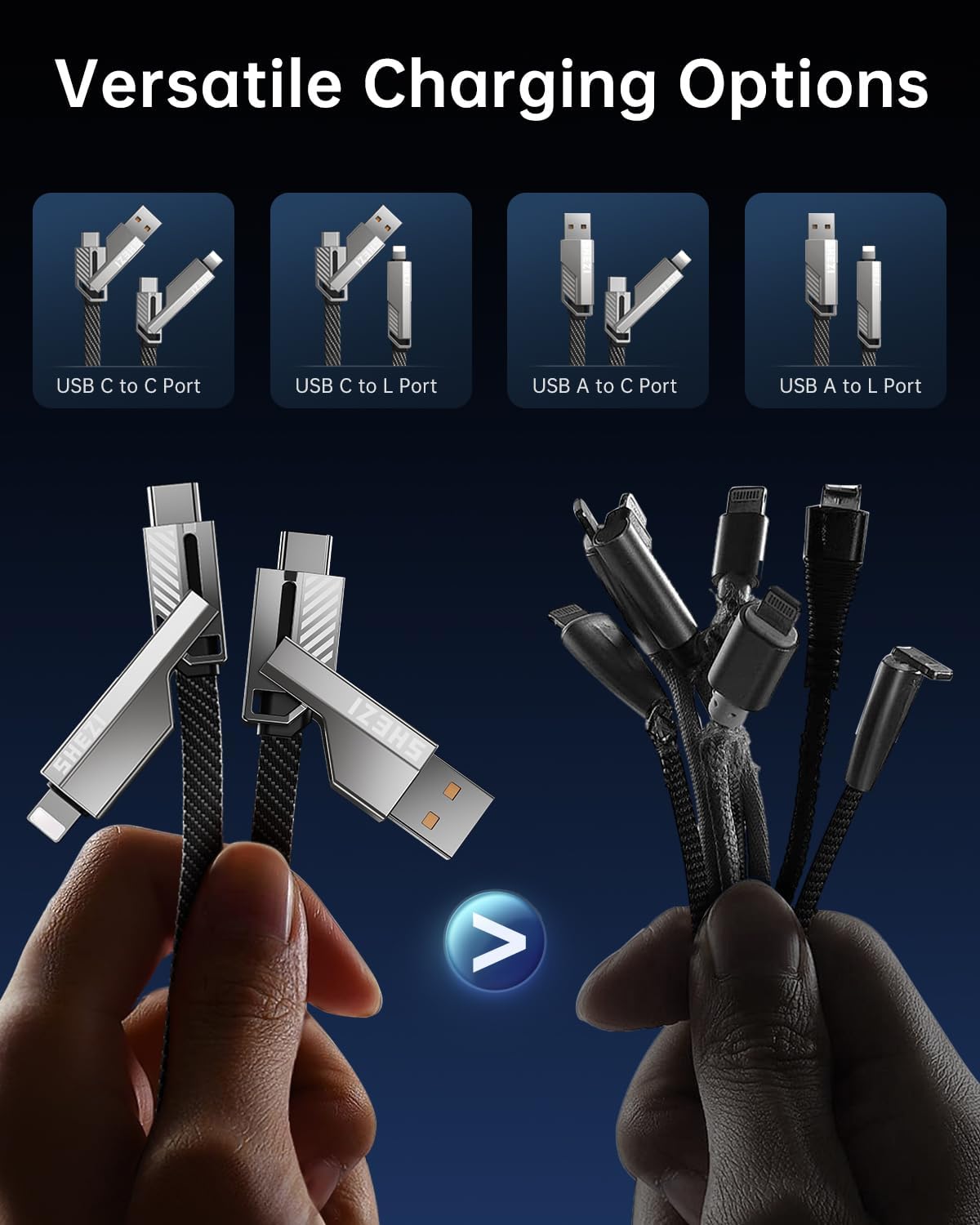 [Uno es suficiente] Compatible con cable USB C a Lightning 4 en 1,...