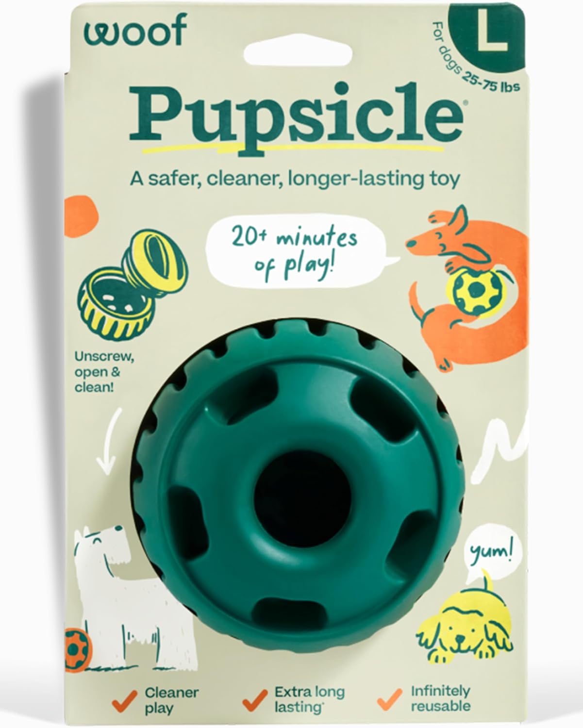 WOOF Pupsicle - Pelota interactiva de larga duración para mantener...