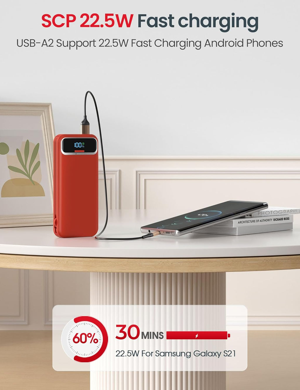 Banco de energía de 12.000 mAh, cargador portátil ultraligero con c...