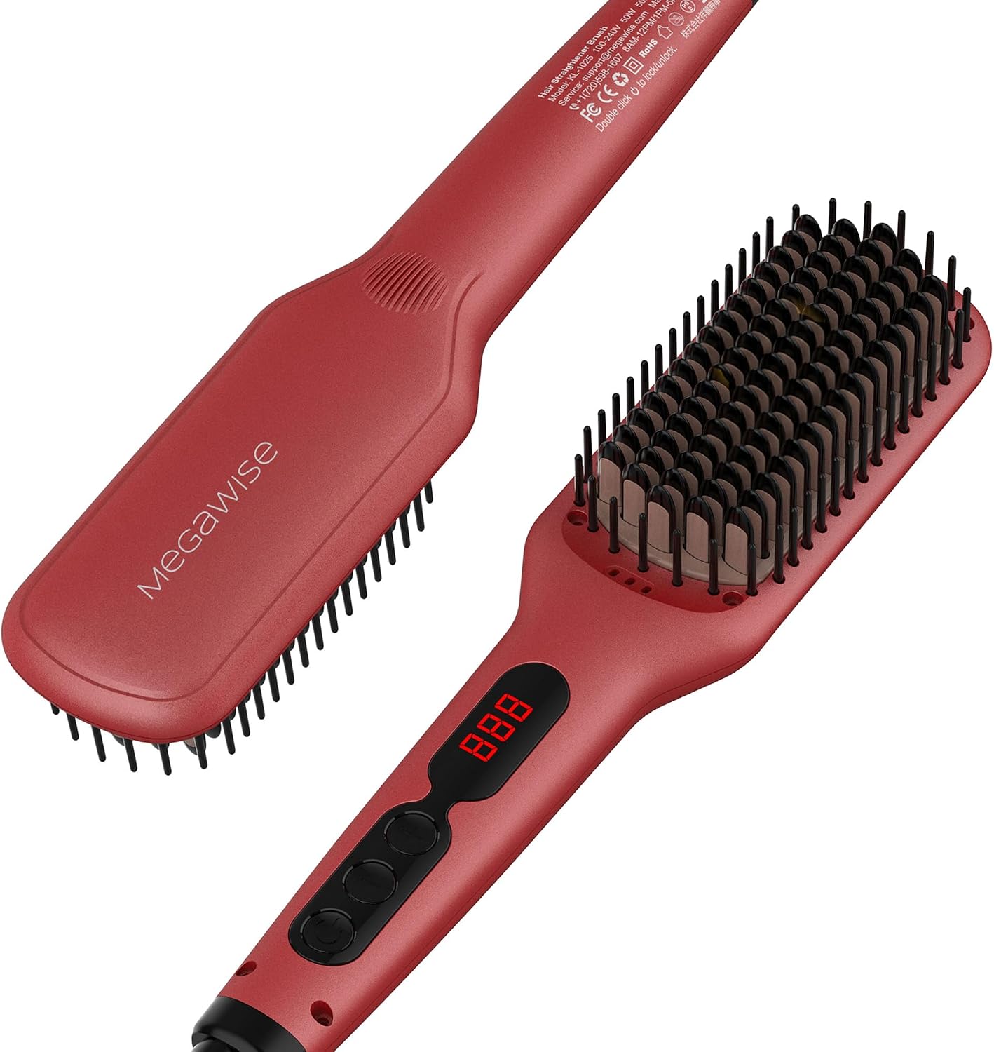 MEGAWISE - Cepillo alisador de cabello, cepillo de cerámica iónica...