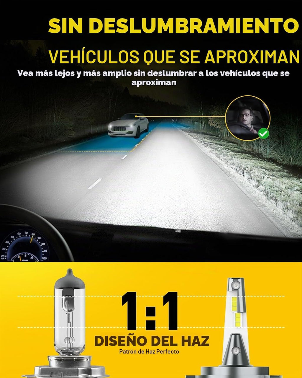 AUXITO H4\/9003\/HB2 Bombillas LED, 900% de brillo 6500K blanco frí...