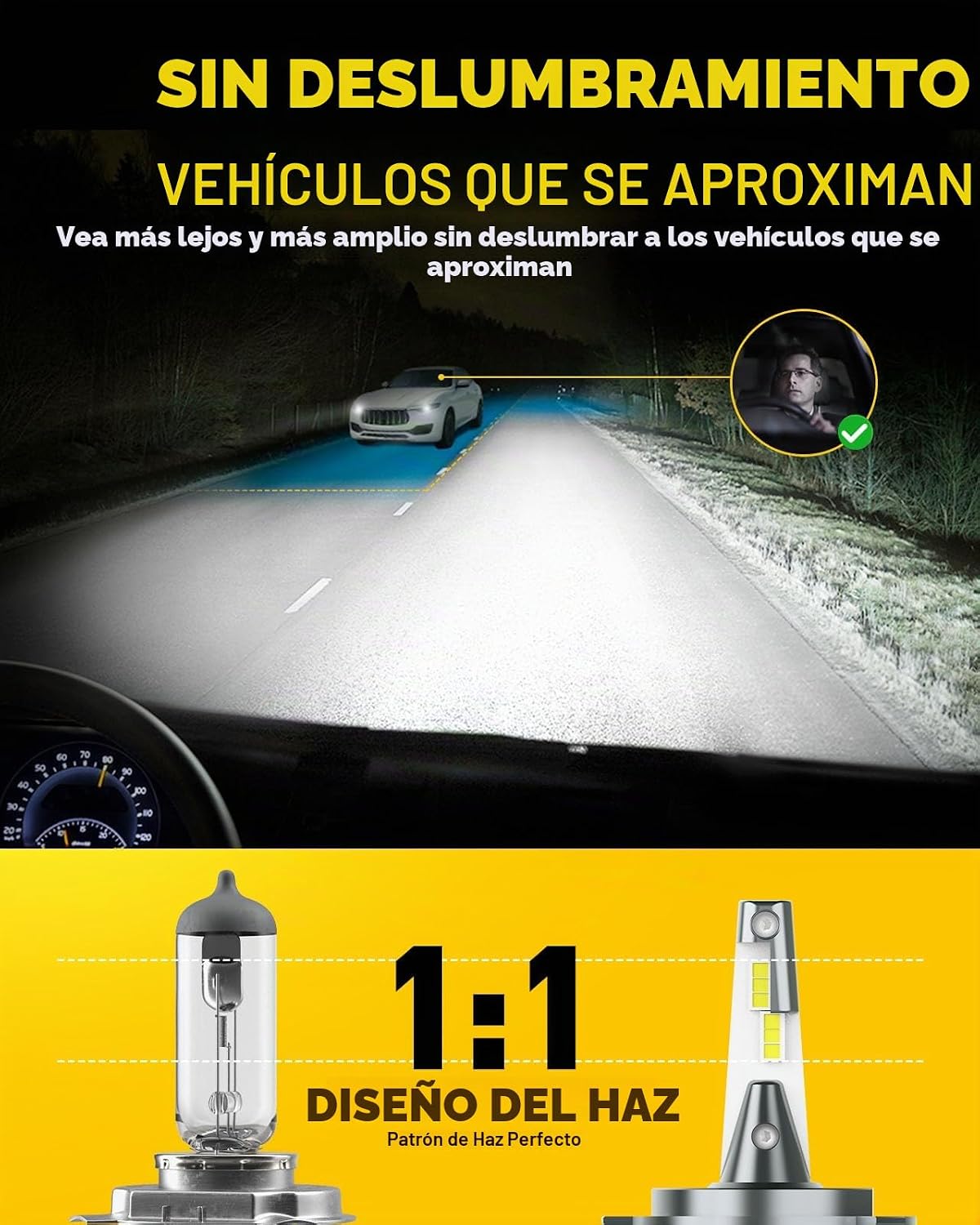 AUXITO H4\/9003\/HB2 Bombillas LED, 900% de brillo 6500K blanco frí...