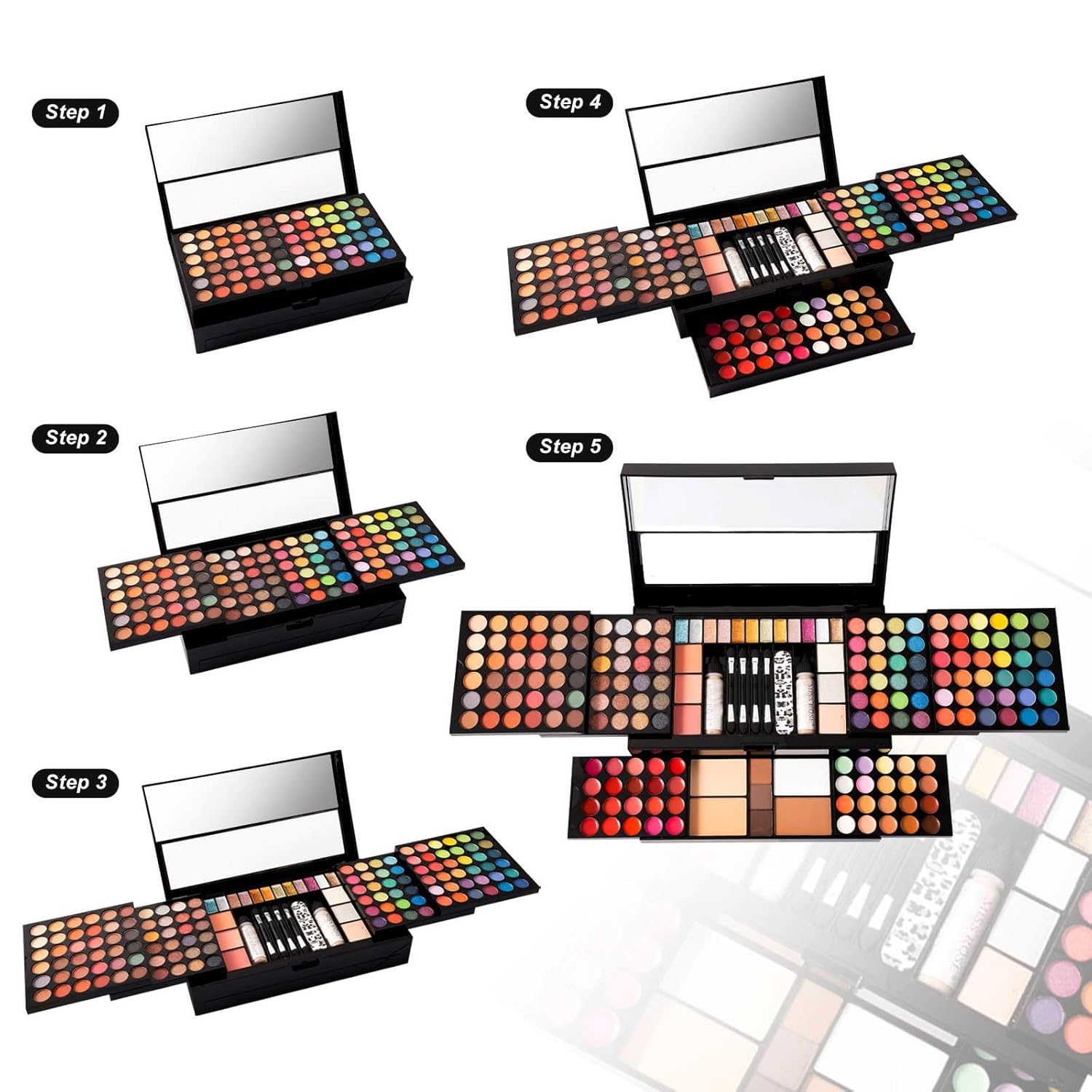 MISS ROSE M - Paleta de maquillaje profesional de 187 colores, kit...