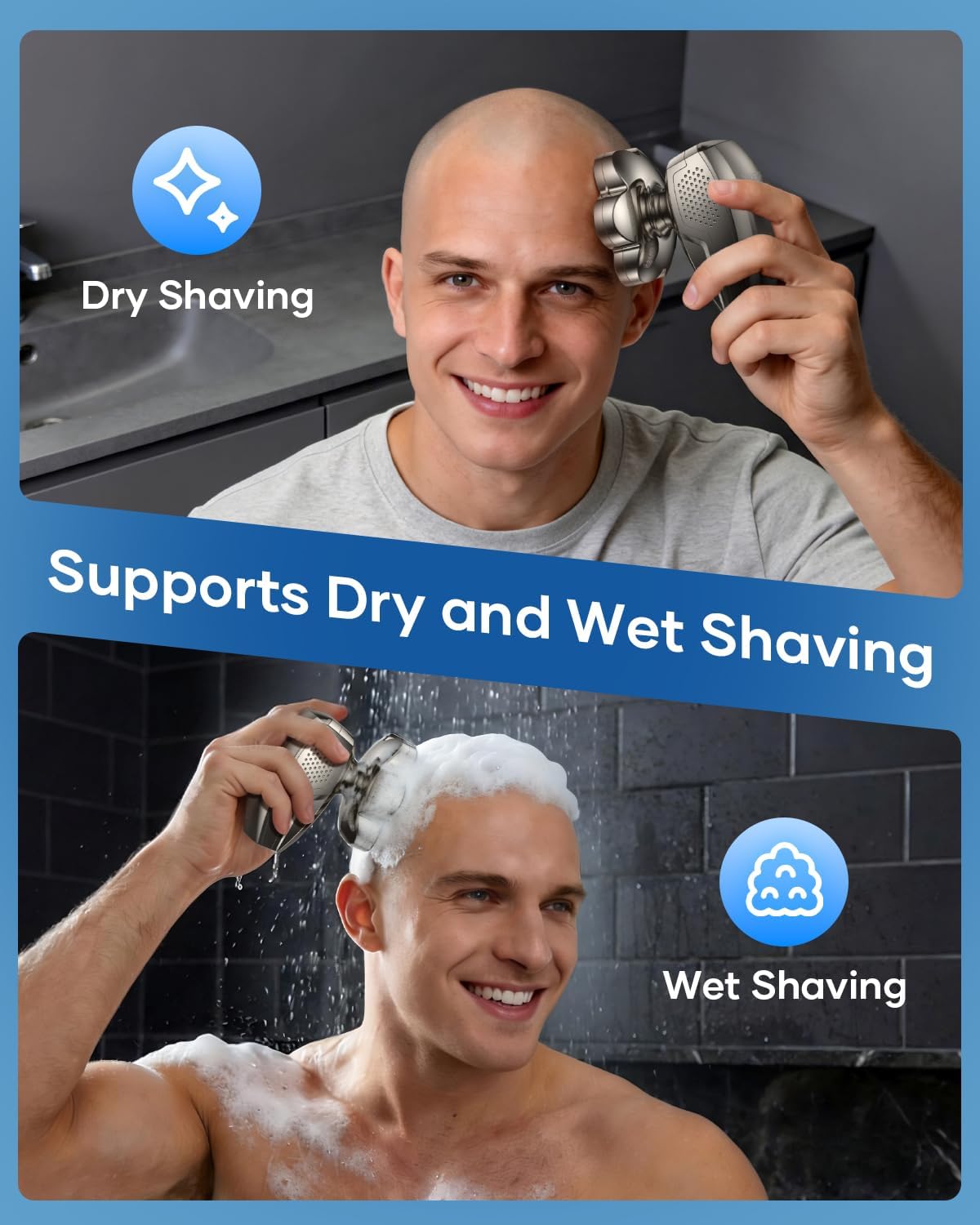 Afeitadoras de cabeza 7D para hombres calvos, afeitadora magnética...