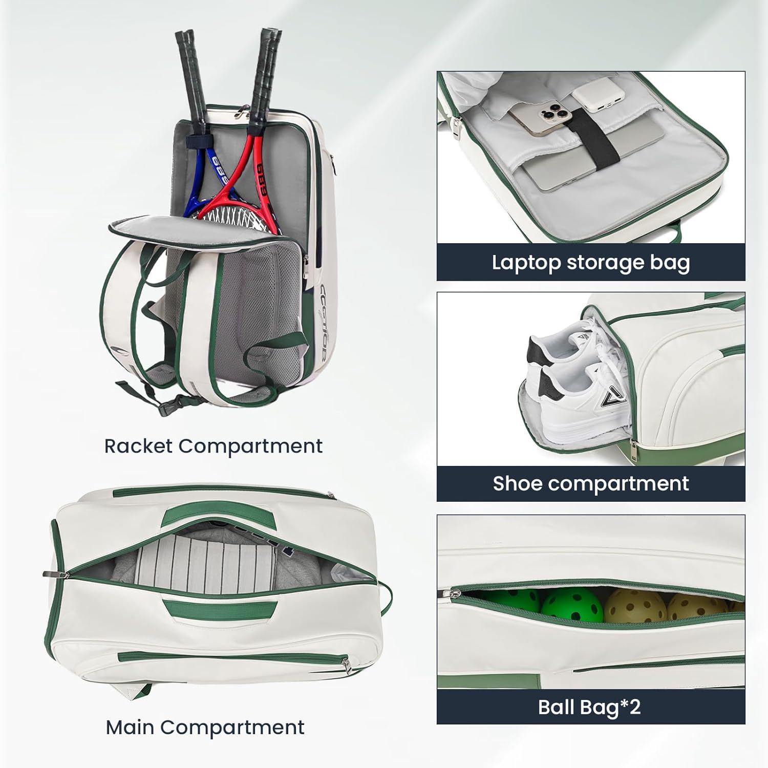 CCGTIOR Bolsa para Raqueta De Tenis Mochila Pickleball Padel con Co...
