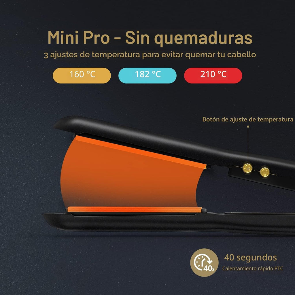 Terviiix Mini plancha plana para cabello corto, temperatura ajustab...