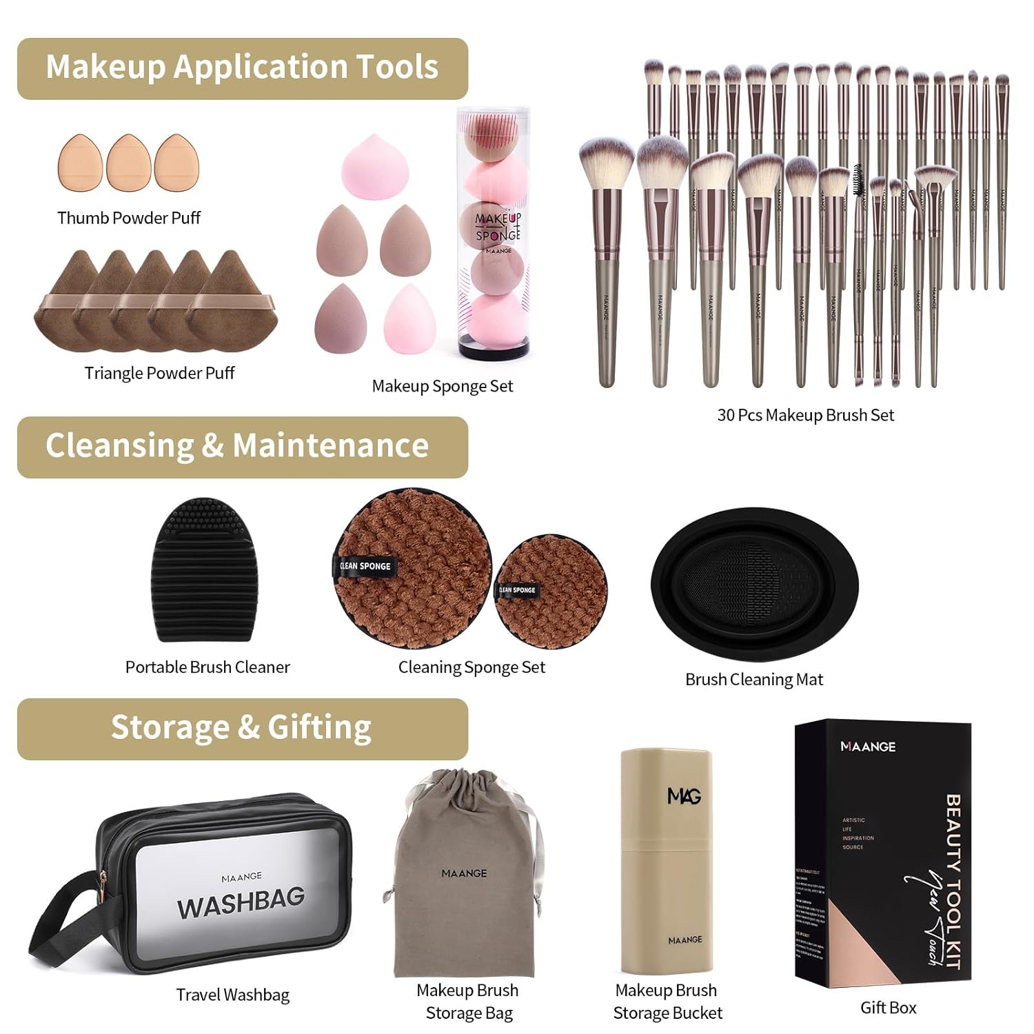 MAANGE Juego de Brochas de Maquillaje de 51 Piezas Brochas de Maqui...