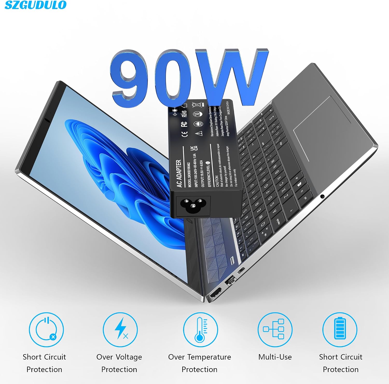 SZGUDULO Adaptador de CA universal de 90 W, cargador para laptop co...