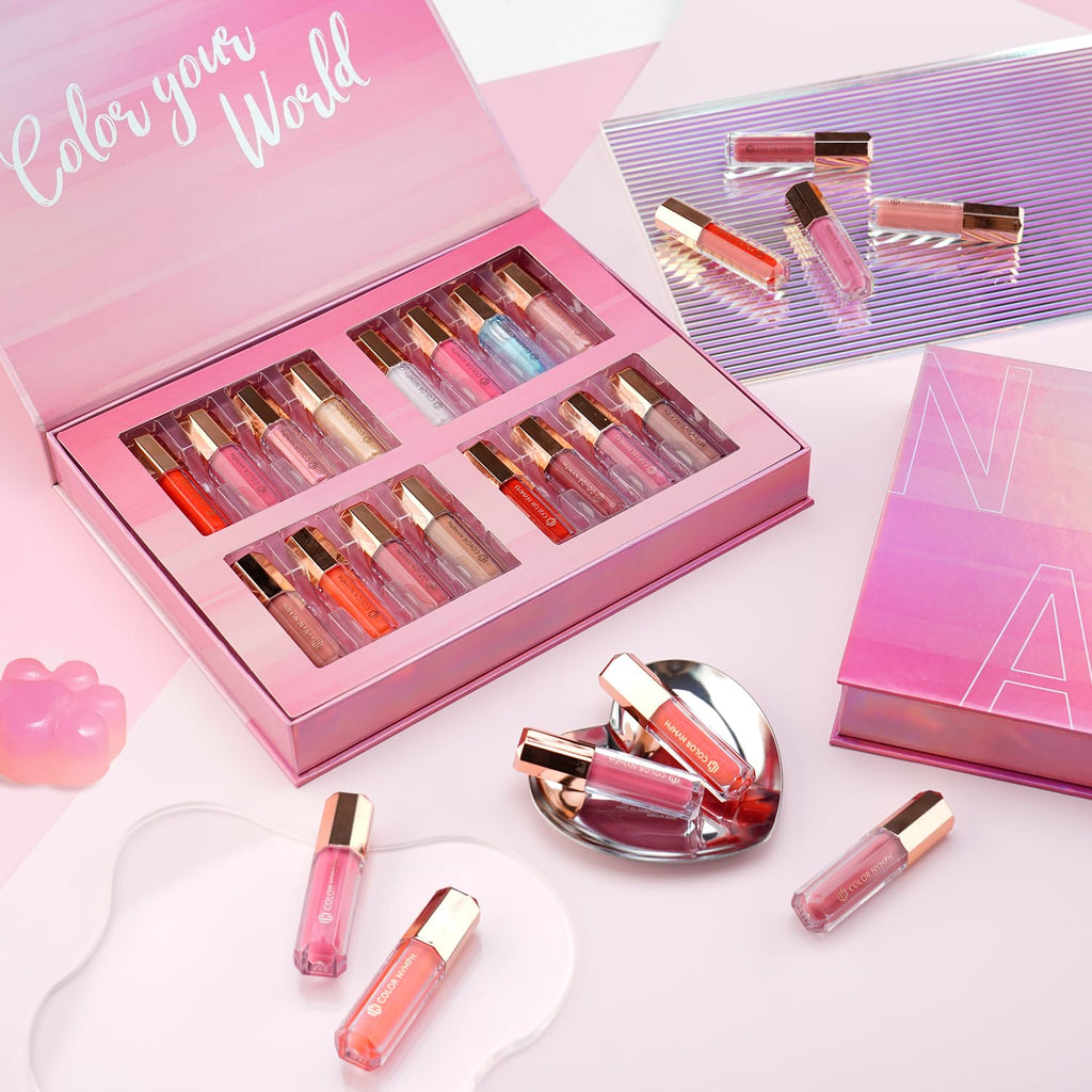 Color Nymph Colección de 16 piezas de brillo labial, brillo labial...