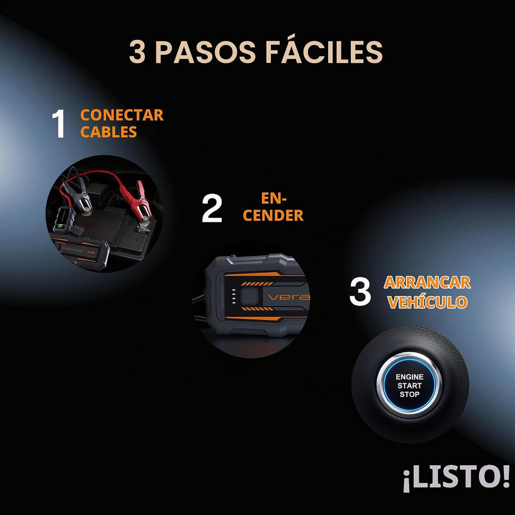 Veratek V8 Pro 3000A - arrancador de batería de coche portátil (8,0...