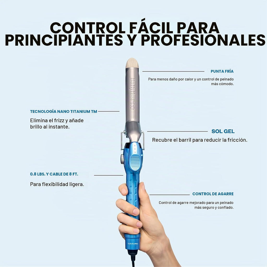 BaBylissPRO Rizador de Resorte de Titanio Nano, Varita Profesional...